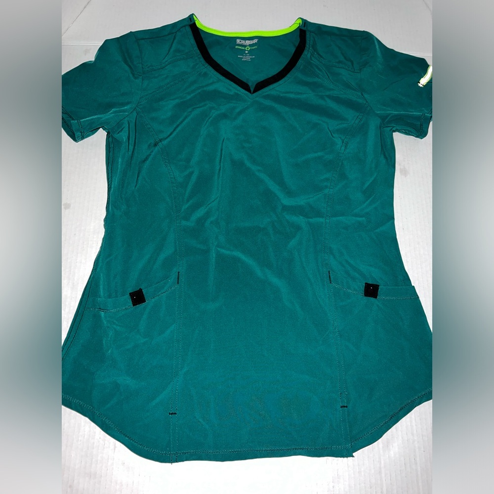 Scrubstar Premium Ethical Fabric Black V- Neck Medical Nurse Scrubs Top small